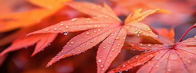 Canvas Print - A leaf with raindrops on it