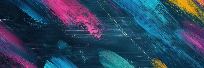 Aufkleber - Colorful brushstrokes create an artistic display on the dark green surface, enhancing the learning environment with creative expression. Generative AI