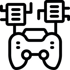 Poster - Icon of a gamepad connecting to a wireless network using microchips and antennas, representing online gaming