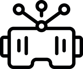 Poster - Black and white icon of a vr headset with three data signals coming from it
