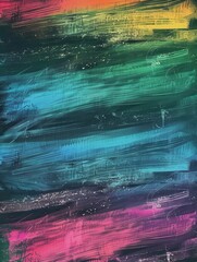 Aufkleber - Colorful brushstrokes fill the dark green chalkboard, showcasing a creative artistic expression in a classroom environment. Generative AI