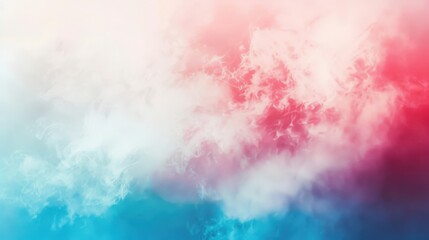 Poster - A smooth gradient transitions from red through pink to blue, creating a soft, cloud-like abstract background that exudes tranquility and calmness