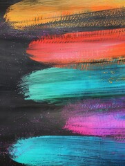 Aufkleber - Bright, colorful strokes of paint cover the dark green chalkboard, showcasing creativity and artistic expression in a lively classroom setting. Generative AI