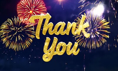 Wall Mural - Golden Thank You with Fireworks