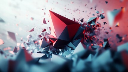 Leinwandbilder - 3D rendering of dynamic polygonal shapes in motion, forming an energetic and lively composition.