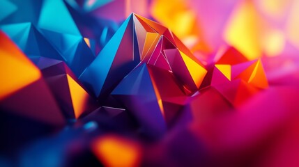 Leinwandbilder - 3D rendering of moving polygonal shapes with a vibrant, dynamic feel and energetic colors