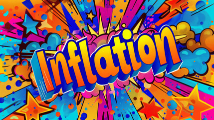 Poster - Vibrant comic book style artwork depicting inflation with an explosive visual concept