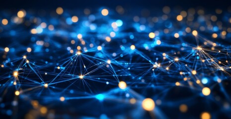 Poster - Abstract digital background with glowing connections and nodes forming an intricate network