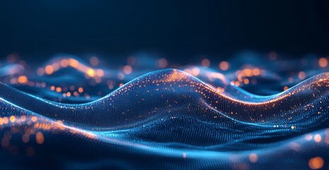 Poster - Abstract digital background with glowing connections and mesh lines on dark blue