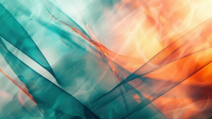 Poster - Colorful light leaks blend teal and orange hues, forming captivating abstract patterns that create an ethereal atmosphere