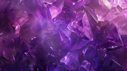 Poster - Shimmering amethyst crystals reflect light, showcasing deep purple hues and striking textures, creating a stunning visual effect