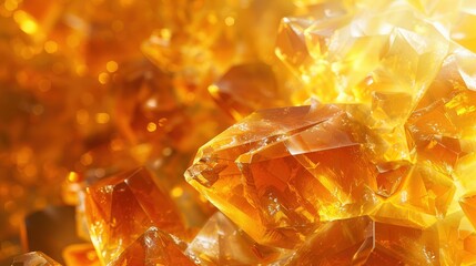 Poster - Citrine crystals glisten under the light, showcasing their stunning yellow hues and intricate facets, creating a vibrant and eye-catching display
