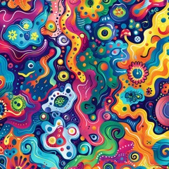 Psychedelic Abstract Artwork with Vibrant Colors