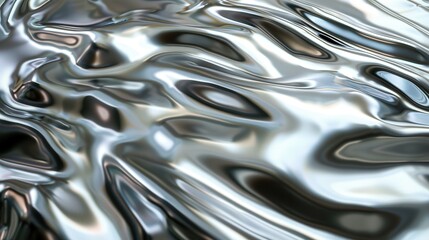 Wall Mural - The shiny, platinum-like surface displays a mesmerizing ripple effect created by light reflecting off its contours