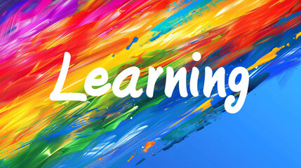 Aufkleber - Colorful artistic background with space for text, featuring white word learning