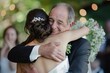 © Татьяна Евдокимова - Father and his daughter share a warm embrace during her wedding ceremony, capturing the love and pride of this special moment