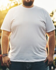 Canvas Print - A confident male model showcases a trendy oversized white t-shirt