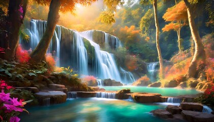 Wall Mural - waterfall in the forest