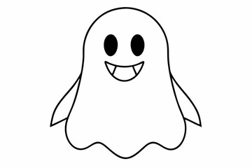 Canvas Print - Friendly Ghost line art vector