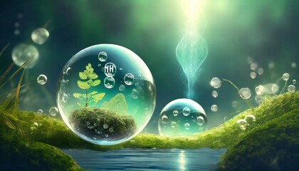 Canvas Print - green bubbles