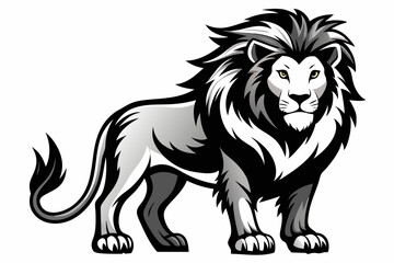 Wall Mural - lion with solid black and white color illustration