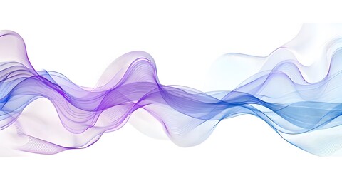 blue and purple wavy line vector background design element isolated on white, sound wave with space 