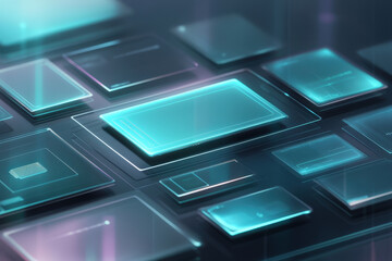 Poster - Modern glass interface displaying data from multiple sources with a futuristic feel