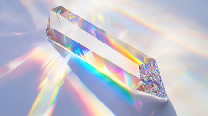 Poster - Clear crystal prism is refracting sunlight, creating a beautiful spectrum of rainbow colors