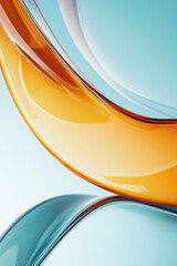 Poster - Abstract background featuring flowing orange and blue glass shapes over a soft gradient