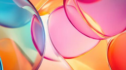 Poster - 3d render of a beautiful abstract background with smooth shapes made of colorful glass elements