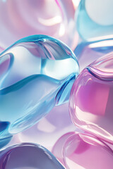 Poster - Abstract background featuring smooth, transparent shapes in blue and pink hues, creating a sense of depth and fluidity