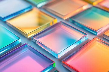 Poster - Colorful glass squares forming an abstract background with a modern and minimalist aesthetic
