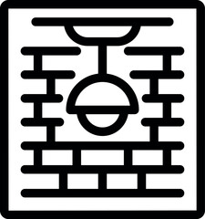 Poster - Line icon of a blueprint showing the plan of a house with a lighting fixture