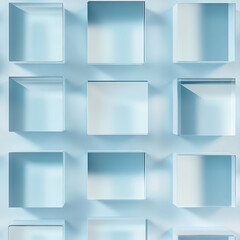 Poster - Seamless texture of empty glass cubes casting shadows, creating a minimalist and modern design