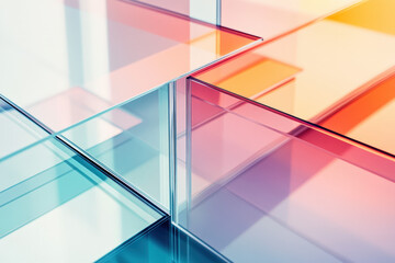 Poster - Abstract image featuring colorful glass panels, creating a modern and stylish architectural design