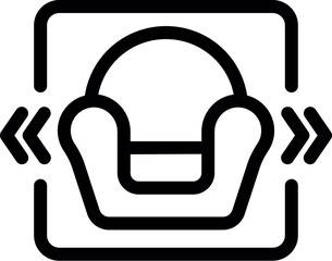 Sticker - Line icon of an armchair moving from side to side, illustrating the concept of interior design