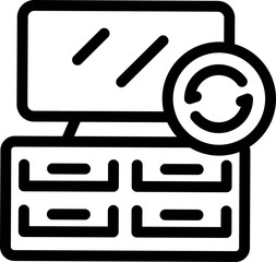 Poster - Line art style icon of a desktop computer network updating with circular arrows