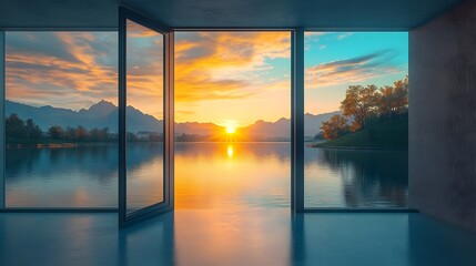 Canvas Print - Sunrise View from a Window.