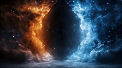 Wall Mural - towering celestial pillars of gas and dust illuminated by newborn stars, with empty space above