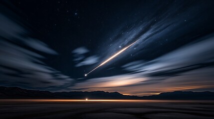 Wall Mural - a dramatic image of a meteor shower streaking across the night sky, leaving a trail of light