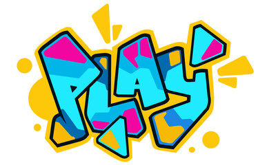 Play word graffiti text sticker illustration