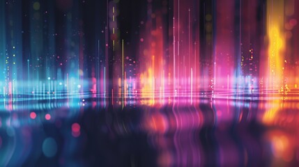 Canvas Print - This abstract image features pink and blue vertical light bars in a digital space, representing modern technology and data flow in a visually appealing and immersive way.