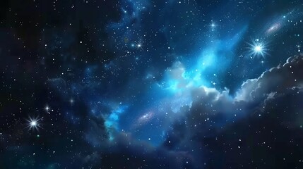 Wall Mural - a beautifully tranquil depiction of a starry blue sky in deep space, highlighting the mesmerizing an