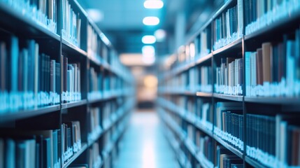 Poster - Rows of Books on Shelves in a Library