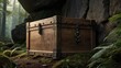© dian - An antique treasure chest surrounded by tall trees in a dense forest