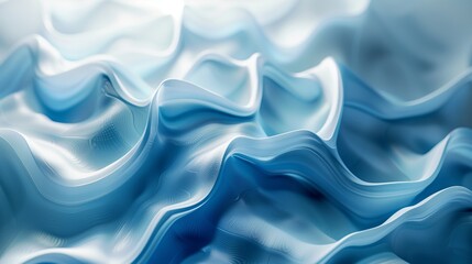 Poster - 3D render of an abstract blue and white background with flowing organic shapes, an elegant and fluid design, with highly detailed, smooth curves in high resolution with photorealistic