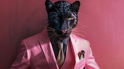 Canvas Print - Black Panther in a Pink Suit