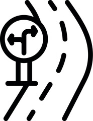 Poster - Line icon of a road sign indicating a fork in the road, symbolizing a choice between two paths