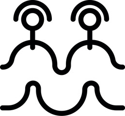 Wall Mural - icon of two people social distancing standing on a sinuous line representing ups and downs of life
