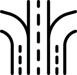Poster - Bold black icon of a highway with traffic merging from three lanes into one